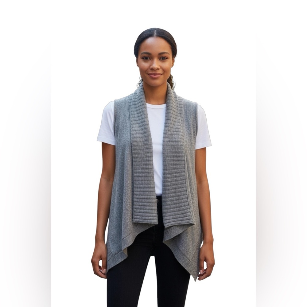 Michael Stars wool cashmere blend preppy Open Front Sweater Vest